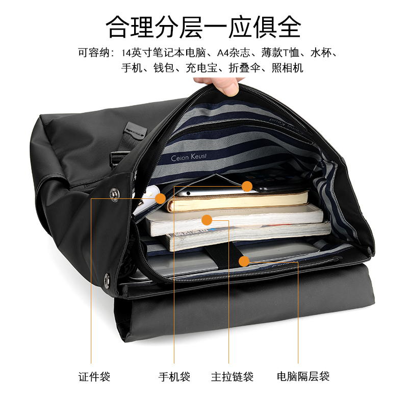 小ck男士休闲电脑旅游简约帆布背包 巴蒂兰洛双肩背包