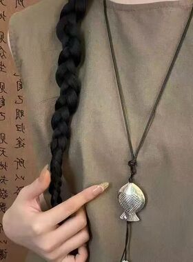 国风银杏叶流苏项链女夏天古风设计感挂绳毛衣链配饰日常百搭装饰