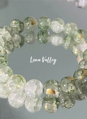 绿茵 原创新中式琉璃手串ins设计新款绿色清新茶叶手链送女友礼物