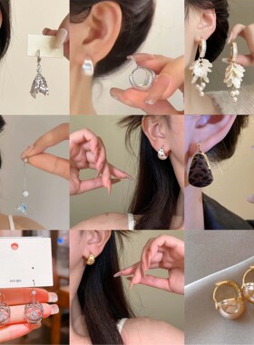 银色金属拉丝耳扣女新款耳环轻奢高级感百搭耳坠经典水滴造型耳饰