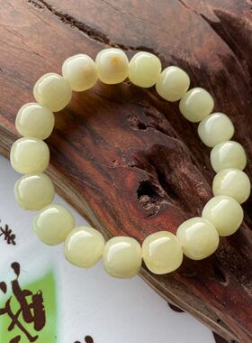 和田玉老型珠手链天然玉石男士男女通用手串卡12珠子