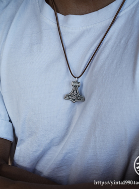 银拓丨维京雷神锤独立银币吊坠