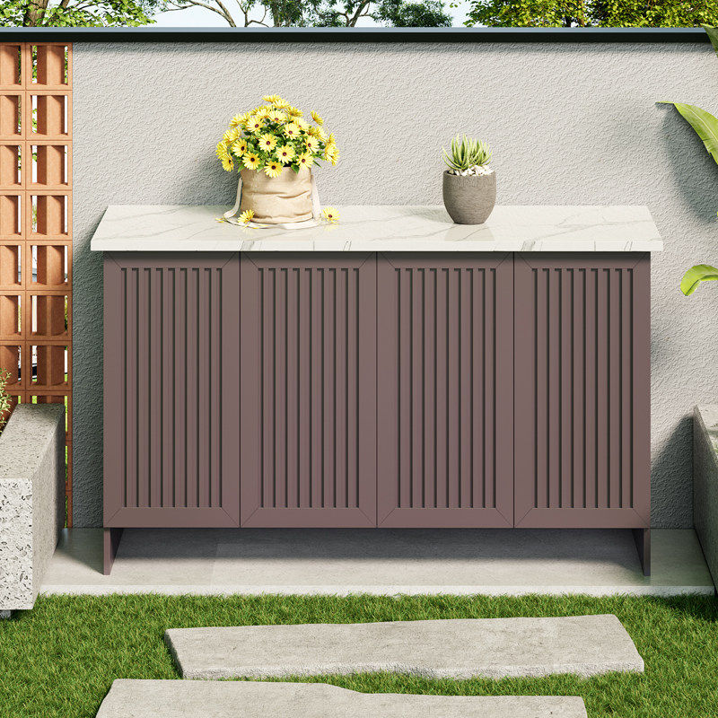 户外全铝合金储物柜防水防晒石纹格栅柜庭院花园收纳工具柜操作台,淘宝优惠券,粉丝福利购,淘宝优惠卷