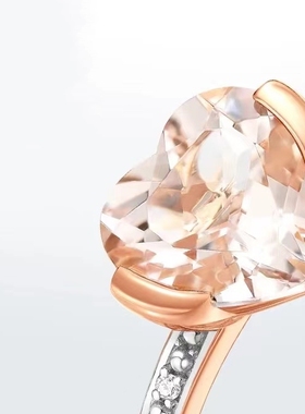 大福18K玫瑰金心形摩根石钻石戒指