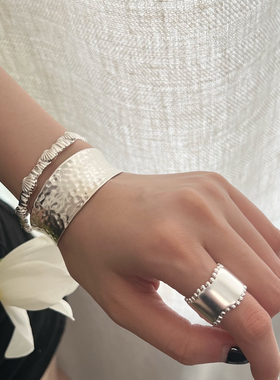 银饰S925纯银波浪开口戒指