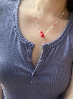 新中式红色立体葫芦项链