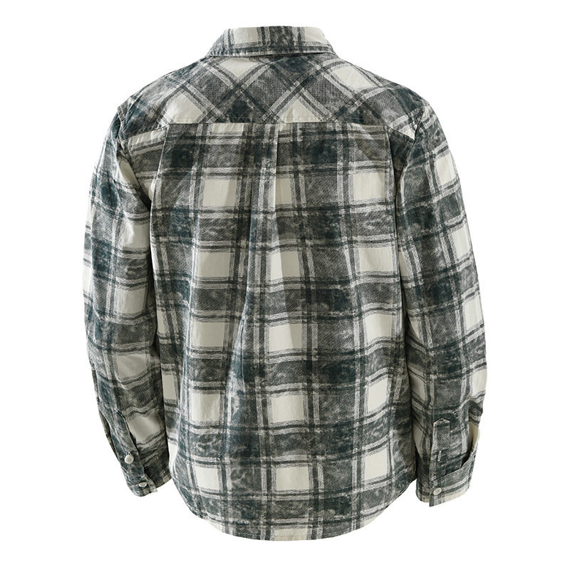 日系格子潮流长袖衬衫男时尚百搭文艺休闲纯棉上衣格子纹开衫7939,淘宝优惠券,粉丝福利购,淘宝优惠卷