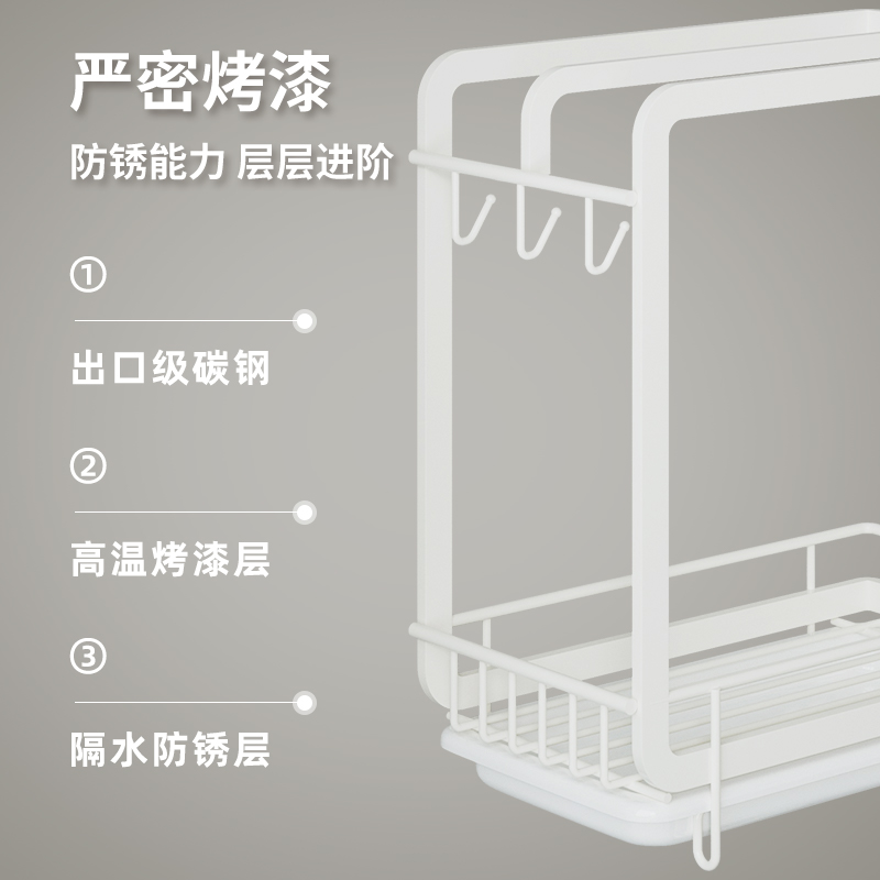 抹布架置物架厨房专用水龙头洗碗布毛巾收纳篮免打孔水槽沥水架子 - 图2