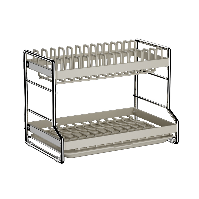 物鸣碗碟收纳架厨房多功能置物架台面家用双层碗架碗盘碗筷沥水架