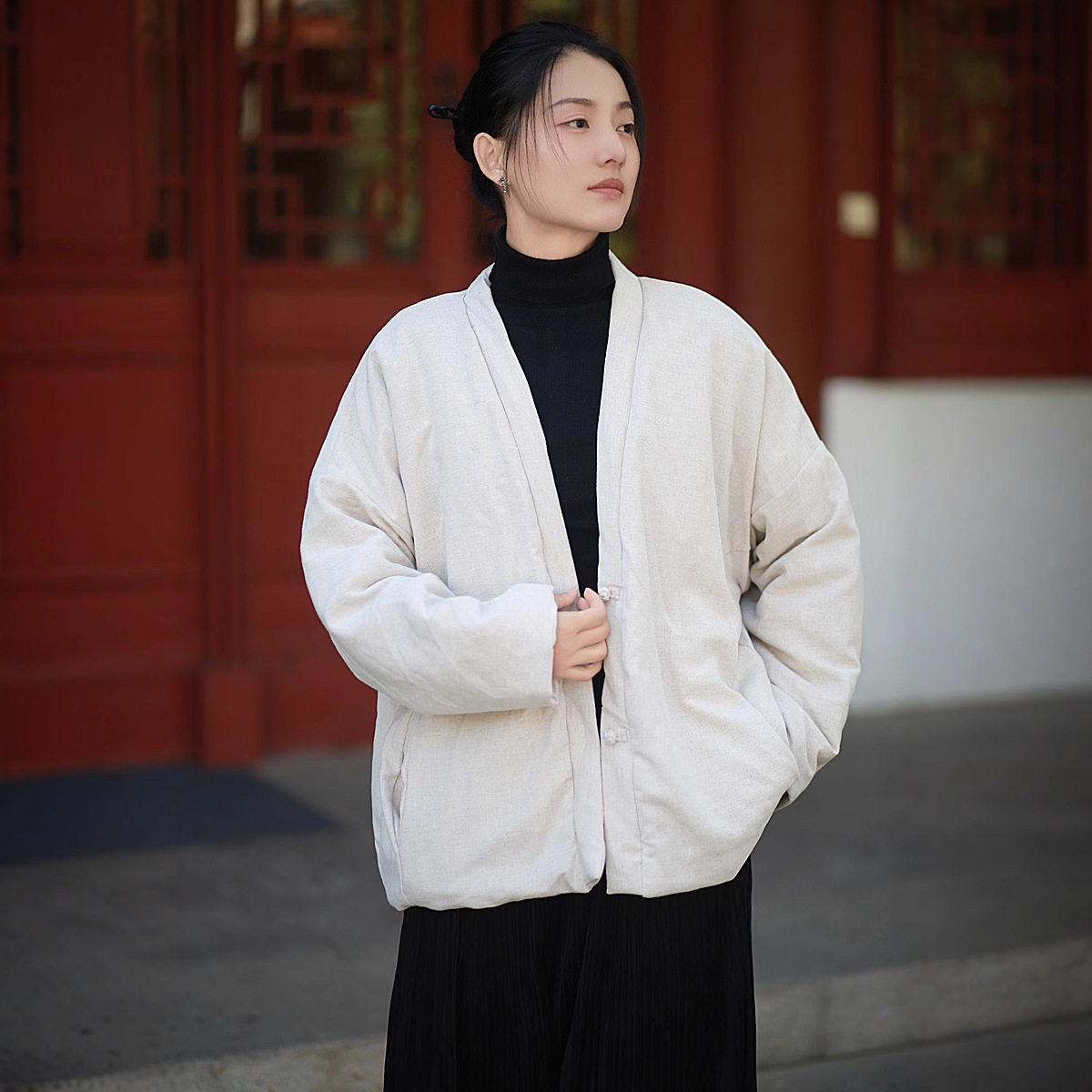 文艺复古女装手工盘扣棉衣宽松文艺复古夹棉棉麻外套,淘宝优惠券,粉丝福利购,淘宝优惠卷