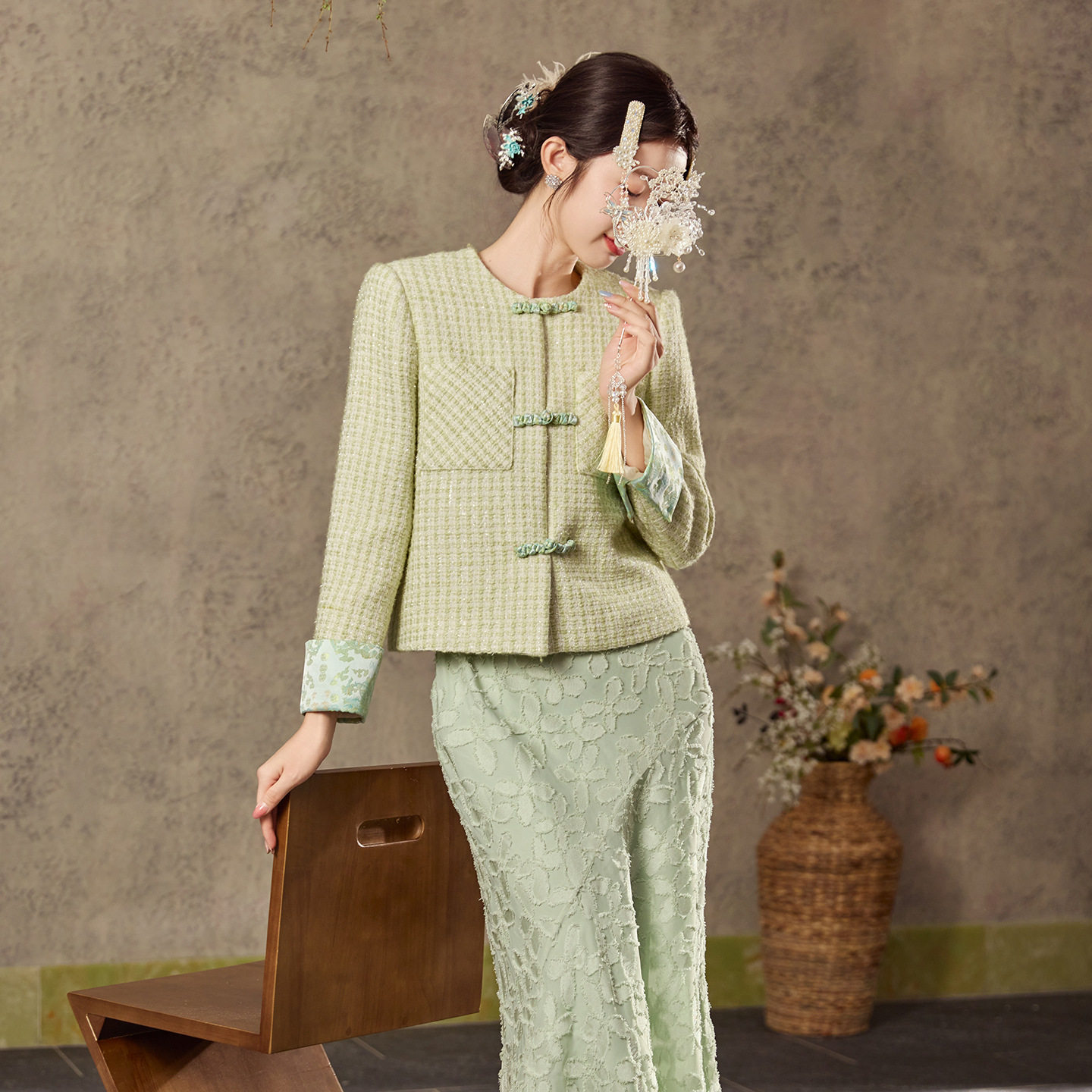 新中式国风套装2025秋季改良轻奢名媛风高级盘扣外套吊带裙 N7058,淘宝优惠券,粉丝福利购,淘宝优惠卷