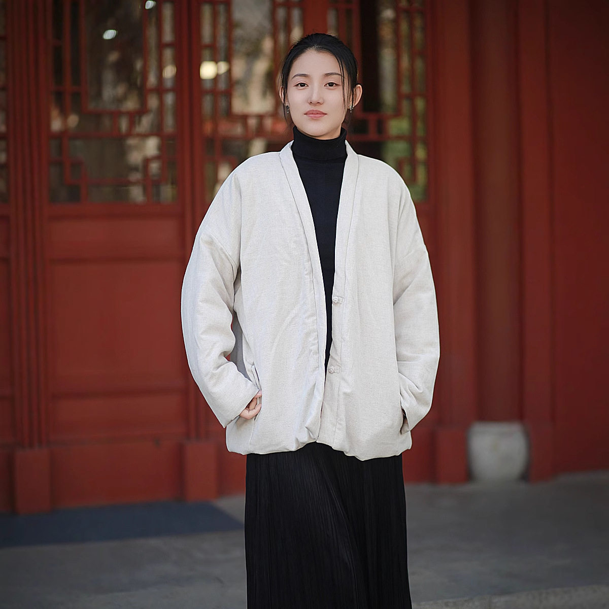文艺复古女装手工盘扣棉衣宽松文艺复古夹棉棉麻外套,淘宝优惠券,粉丝福利购,淘宝优惠卷