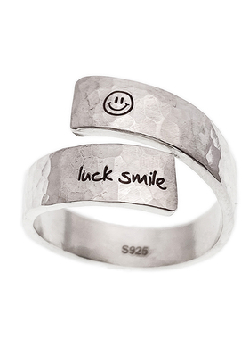 不拘原创925纯银手工开口戒指