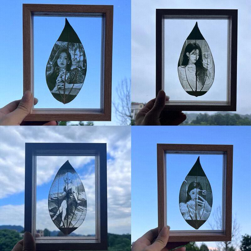 叶雕定制照片送闺蜜女生相片树叶结婚纪念日diy叶子雕刻生日礼物