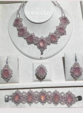 卢浮宫粉色桃色项链材料包手工串珠项链送女友闺蜜生日礼物可定制