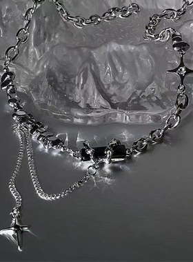 高级碎石星芒钛钢项链女设计感