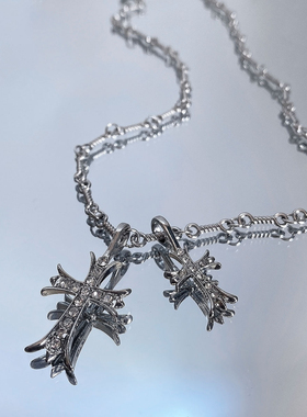 镶钻十字架项链女轻奢小众