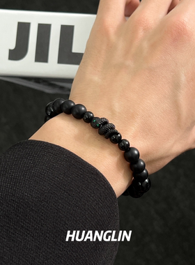 黑色珍珠缠绕蛇手链轻奢个性