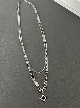 四星芒双层项链男款高级感轻奢