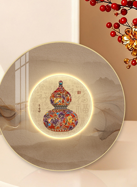 福禄葫芦桌面发光装饰画百福图好寓意立体摆件画中式客厅蓝牙音响