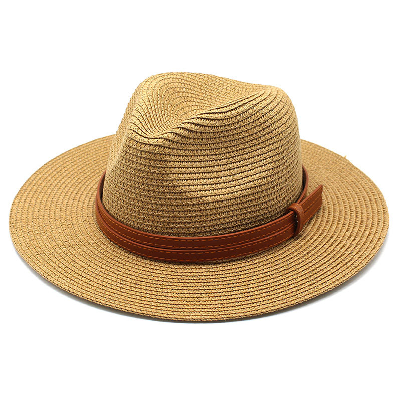 草帽沙滩帽男女海边户外防晒遮阳帽太阳帽礼帽爵士帽 Straw Hat-图0