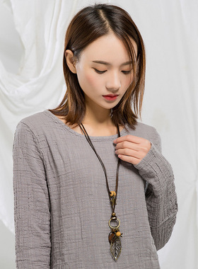 复古女双层毛衣链项链秋冬配饰