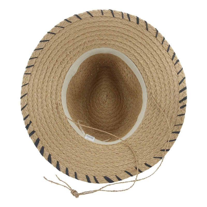 ins风草帽女夏季沙滩帽遮脸遮阳帽蝴蝶结太阳帽带防风绳Straw Hat-图0