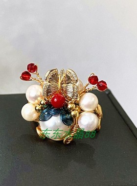 14k包金绕线手工天然刀马旦珍珠