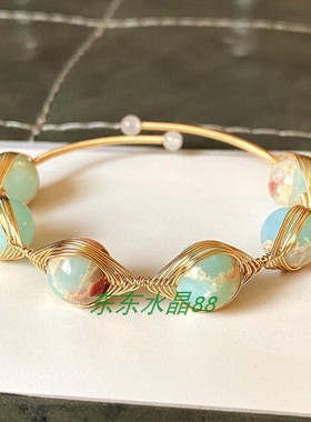 原创款14k包金绕线蓝色寿山石