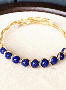 14k包金绕线手工紫水晶珠子手镯