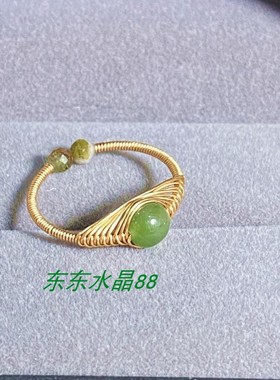 捡漏原创款风包金绕线碧玉戒指