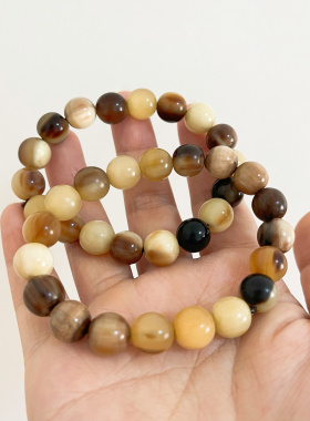 天然牛角手串男女款情侣手链文玩藏式念珠圆珠民族风饰品