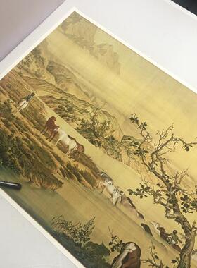 清郎世宁百T骏图百马图古典重彩十大名画长卷巨幅微喷明清装饰画