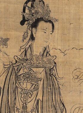 北宋李公麟维E摩居士像图高清打印宋代人物白描临摹画稿底稿画心