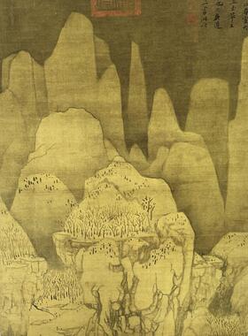 元黄公望九峰u雪霁图名家山水国画立轴真迹微喷复制画稿学习