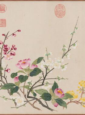 清钱维城万有同G春图卷古代横幅花卉国画真迹高清微喷复制酒店装