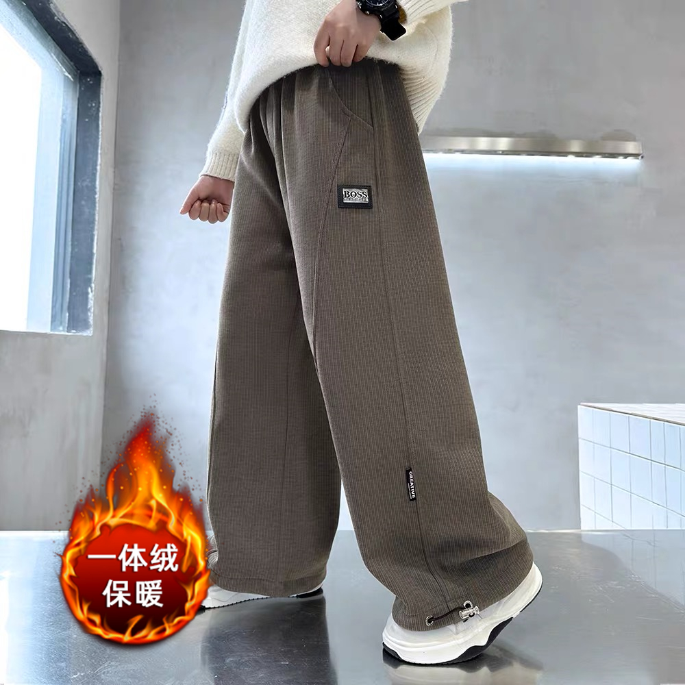 男童一体绒裤子秋冬季2025新款儿童加绒休闲裤灯心绒裤保暖运动裤 - 图3