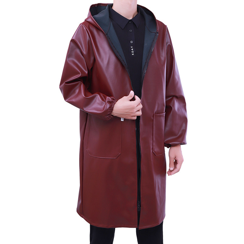 加厚秋冬PU皮衣防水保暖工作服罩衣时尚家用有袖大褂防油皮革围裙,淘宝优惠券,粉丝福利购,淘宝优惠卷