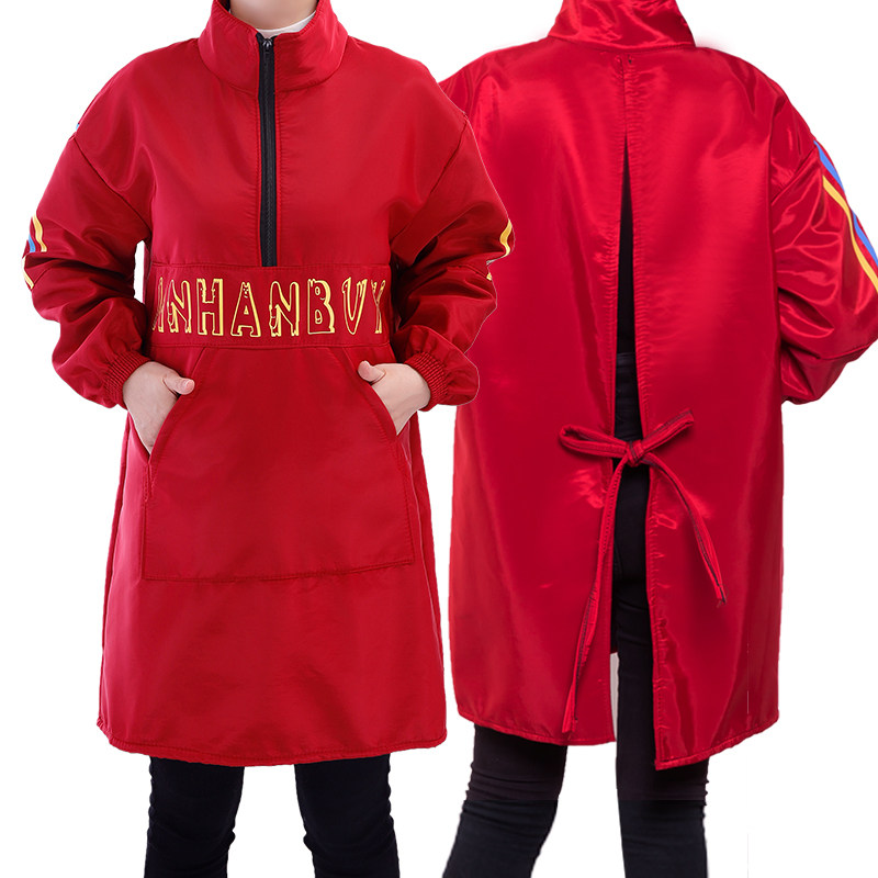 秋冬新款反穿罩衣加厚保暖长袖厨房围裙防水油男女工作服加绒护衣,淘宝优惠券,粉丝福利购,淘宝优惠卷