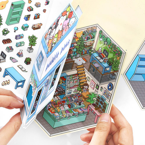 infeel me今日营业中18.0翻盖造景贴纸微缩场景手工diy解压贴画 - 图2