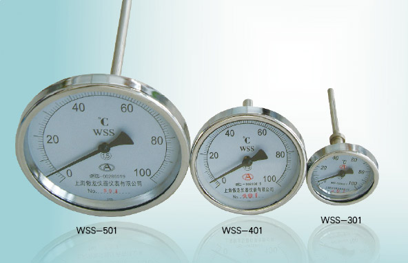 上海傲龙轴向双金属温度计WSS401工业管道水温计 mc00280019-图1