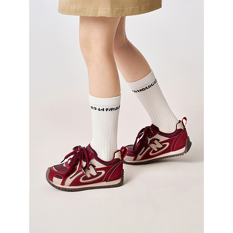 ABC ANGF复古色德训鞋2025秋冬新款儿童加绒保暖板鞋女童鞋阿甘鞋 - 图2