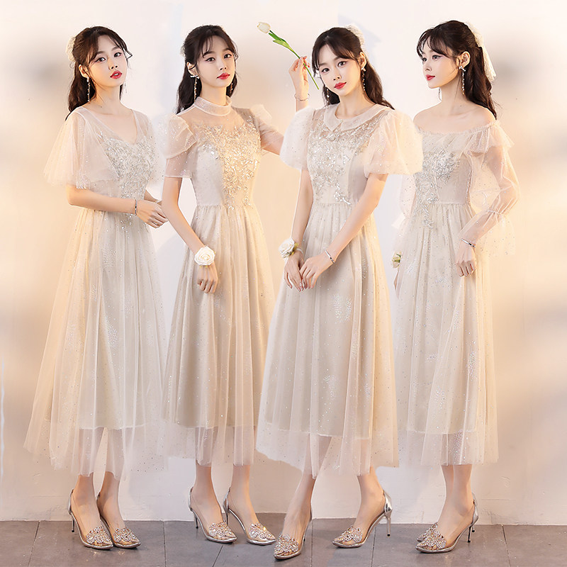 伴娘服2024夏季新款结婚姐妹裙伴娘团仙气质显瘦毕业小礼服高级感