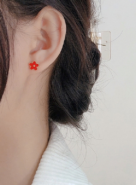 易烊千玺同款小红花耳钉