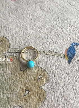 竹报平安节节高升湖北高瓷矿蓝白松石竹节戒指925纯银镶嵌8mm活圈