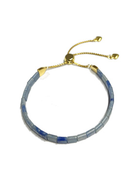 简约百搭蓝东陵玉小方块手链净心时尚个性气质生日礼物情侣女生