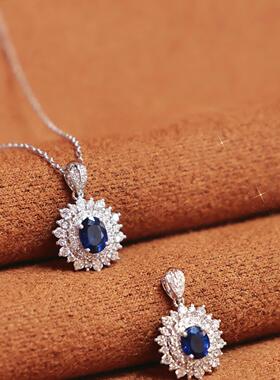 大女主驾驭蓝宝石项链明亮系蓝宝石繁美大气 低调且高级日常佩戴