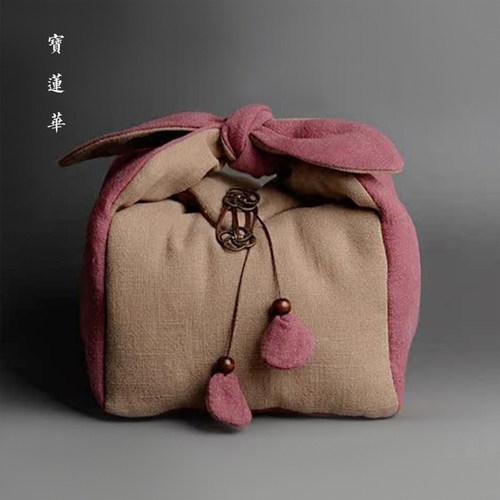 一壶四杯复古棉麻收纳包茶壶包 茶杯收纳袋旅行茶具包 布袋便携包 - 图0