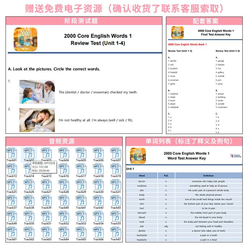 进口原版1000/2000/4000词Basic English  core english Words 1/2/3/4级 小学英语常见词英语单词剑桥雅思核心词汇大全 - 图2