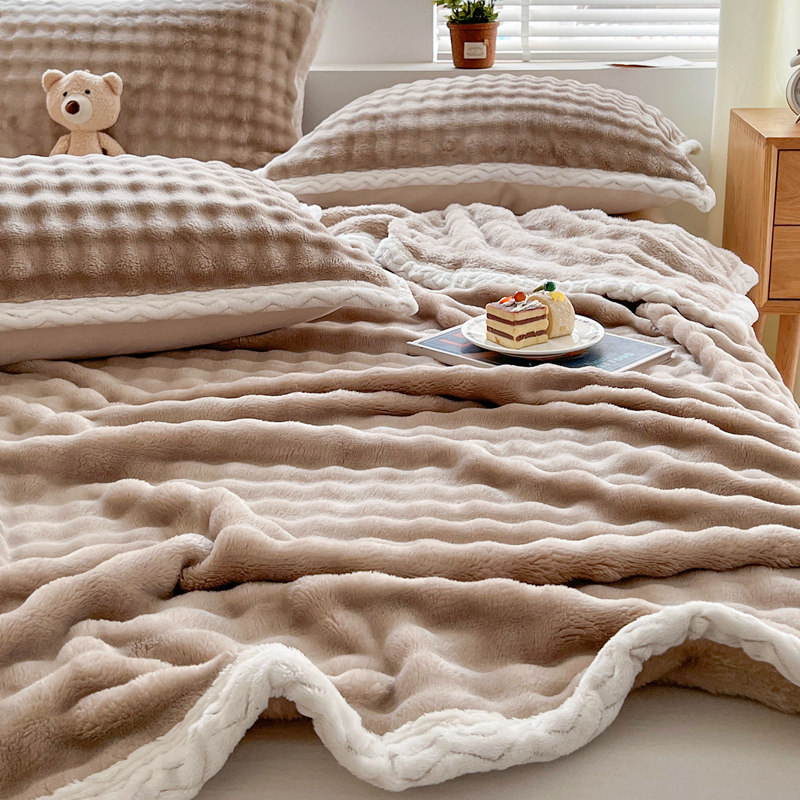兔绒毛毯被冬季加厚盖毯床单珊瑚绒办公室午睡沙发毯子空调小被子
